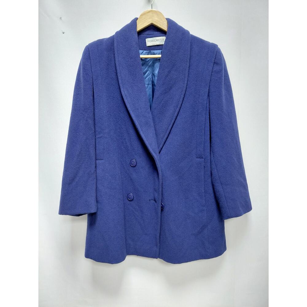 FORECASTER OF BOSTON Wool Blend Coat Blue Solid Long Sleeve Size 10